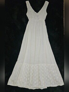 White Eyelet Maxi Dress with V-Neck